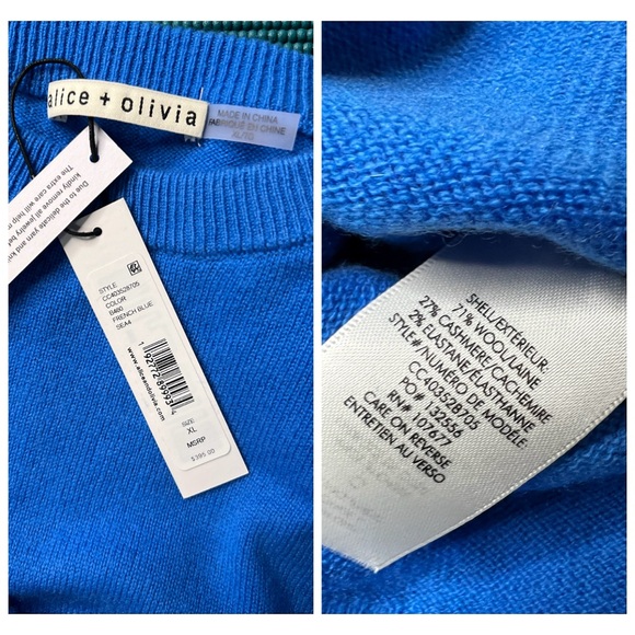 Alice + Olivia Angie Wool & Cashmere Blend Blue Pullover Sweater - Picture 13 of 14